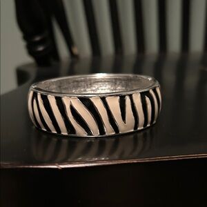 Zebra Print Hinged Bangle Bracelet